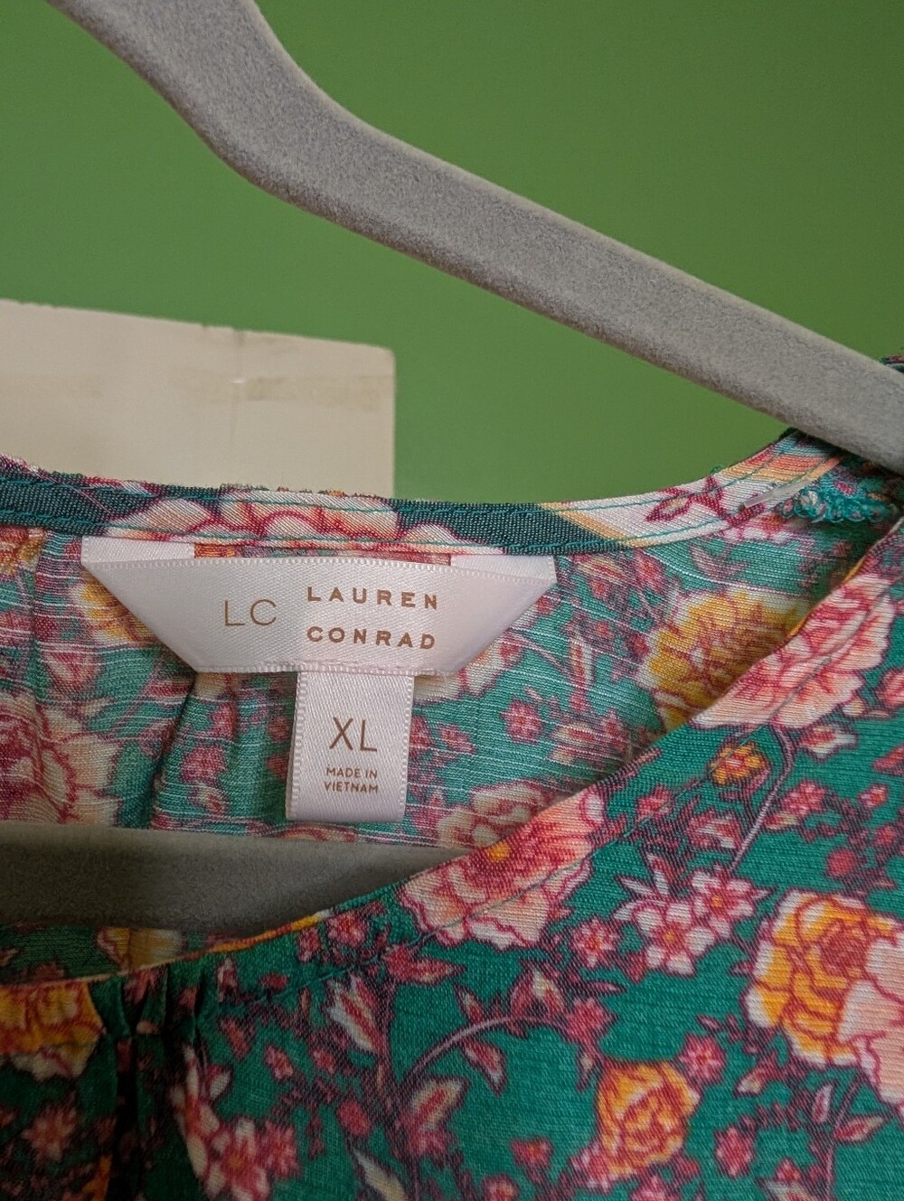 LC Lauren Conrad Floral Peasant Blouse | XL | Long Sleeve Border Print Top - Picture 6 of 8